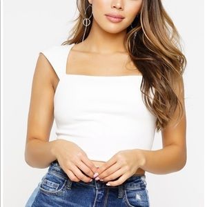 White Off Shoulder Crop Tank Top